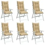 vidaXL Hochlehner-Auflagen 6 Stk. Melange Beige 120x50x7 cm Stoff