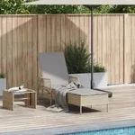 vidaXL Sonnenliege Beige und Hellgrau PE Rattan 157 x 55 x 92 cm Faltbar