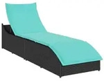 vidaXL Klappliege mit Auflage und Stauraum Schwarz Poly-Rattan