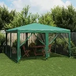 vidaXL Partyzelt mit 8 Mesh-Seitenteilen Gr&uuml;n 4x4 m HDPE