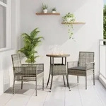 vidaXL 3-tlg. Garten-Essgruppe Grau Poly Rattan