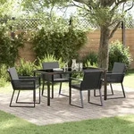 vidaXL 5-teilige Garten Esszimmer Set mit Kissen Schwarz Poly Rattan