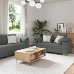 vidaXL 2-tlg. Sofagarnitur mit Kissen Dunkelgrau Stoff
