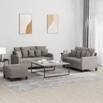 vidaXL 3-tlg. Sofagarnitur mit Kissen Taupe Stoff