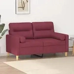 vidaXL 2-Sitzer-Sofa mit Zierkissen Weinrot 120 cm Stoff