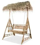 vidaXL Hollywoodschaukel 2-Sitzer mit Palmbl&auml;ttern Bambus 202 cm