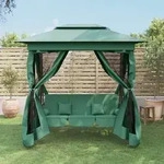 vidaXL Gartenpavillon mit Hollywoodschaukel Gr&uuml;n Stoff & Stahl
