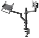 Goobay 74417 Basic Deluxe Monitorhalterung mit Laptop-Arm, schwarz - Workstation f&uuml;r