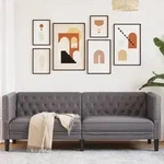 vidaXL Chesterfield-Sofa 3-Sitzer Grau Kunstleder