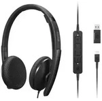 Lenovo VoIP-H&ouml;rer - On-Ear - kabelgebunden - USB-C - Schwarz