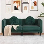 vidaXL Sofa mit Kissen 2-Sitzer Dunkelgr&uuml;n Samt