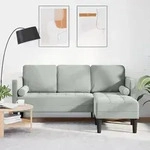vidaXL Sofa 3-Sitzer mit Chaiselongue L-Form Hellgrau 160 cm Samt