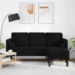 vidaXL Sofa 3-Sitzer mit Chaiselongue L-Form Schwarz 160 cm Samt