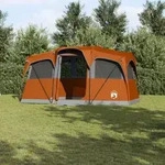 vidaXL Familien-Kuppelzelt mit Fenstern Grau & Orange 10 Personen