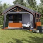 vidaXL Campingzelt mit Fenstern Grau & Orange 10 Personen Wasserdicht