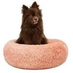 lionto Hundebett aus Pl&uuml;sch in Donut-Form, 40 cm Durchmesser, rosa