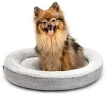 lionto Hundebett in weichem Doughnut-Design mit Pl&uuml;sch & Anti-Rutsch-Boden,...