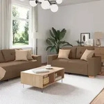vidaXL 3-tlg. Sofagarnitur mit Kissen Braun Stoff