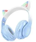 HOCO Kabellose Kopfh&ouml;rer Blau mit Bluetooth W42 Katzenohr kirschbl&uuml;te AUX...