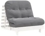 vidaXL Futon Schlafsofa mit Matratze Wei&szlig; 80x206x11 Massivholz Kiefer