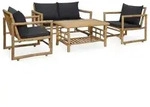 vidaXL 4-tlg. Garten-Lounge-Set mit Auflagen Bambus