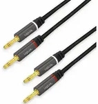 LOGILINK Lautsprecherkabel CA1210, 3 m, 2x2 Bananenstecker, Nylon, schwarz