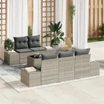 vidaXL 6-teiliges Garten-Sofa-Set mit Kissen Hellgrau Poly-Rattan