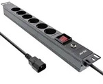 InLine&reg; 19 Steckdosenleiste, 6-fach Schutzkontakt, C14 Stecker, &Uuml;berlastschutz