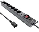 InLine&reg; 19 Steckdosenleiste, 7-fach Schutzkontakt, C14, &Uuml;SS, &Uuml;berlastschutz Strom