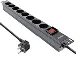 InLine&reg; 19 Steckdosenleiste, 8-fach Schutzkontakt, mit Schalter, 2m, schwarz Strom /