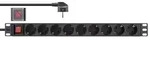 InLine&reg; 19 Steckdosenleiste, 9-fach Schutzkontakt, mit Schalter, 2m, schwarz Strom /