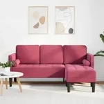 vidaXL Sofa 3-Sitzer mit Chaiselongue L-Form Weinrot 160 cm Samt