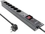 InLine&reg; 19 Steckdosenleiste, 6-fach, &Uuml;SS, &Uuml;berlastschutz, Schalter Strom / Energie