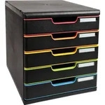 Exacompta Schubladenbox MODULO A4 5 geschlossene Schub Schwarz/Harlekin 301914D
