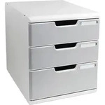 Exacompta Schubladenbox MODULO A4, 3 geschlossene Schubladen, Steingrau, 325041D