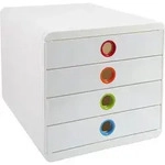 Exacompta Schubladenbox POP-BOX + 4 geschlossenen Laden, Weiss/Harlekin, 314398D