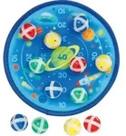 goki 56653 Klett-Dartscheibe Weltall &Oslash;= 25 cm, Stoff, Kunststoff, 12 Klettb&auml;lle,