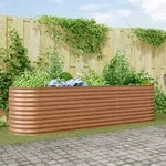 vidaXL Hochbeet Pflanzgef&auml;&szlig; Holzoptik Metall 320 X 80 X 81 cm Langlebig