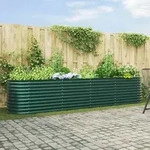 vidaXL Hochbeet Gr&uuml;n 400x80x81 cm Verzinkter Stahl