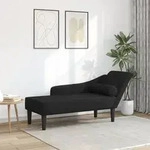 vidaXL Chaiselongue mit Kissen Schwarz Stoff