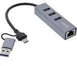 InLine 4in1 Gigabit Hub - USB-C & USB-A - 1x RJ45 - 3x USB 3.2 Gen.1Zwei