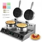 VEVOR kommerzielles rundes Waffeleisen mit Doppelkopf 2460 W, belgisches Waffeleisen