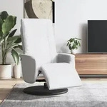 vidaXL Relaxsessel mit Fu&szlig;teil Wei&szlig; Kunstleder