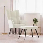 vidaXL Relaxsessel mit Hocker Cremewei&szlig; Samt