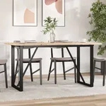 vidaXL Esstisch O-Gestell 140x80x75,5 cm Massivholz Kiefer & Stahl