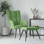 vidaXL Relaxsessel mit Hocker Hellgr&uuml;n Samt