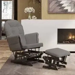 vidaXL Schaukelsessel mit Hocker Gleitend Dunkelgrau Stoff