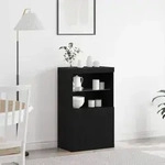 vidaXL Sideboard mit LED-Leuchten Schwarz Eiche 60x37x100 cm