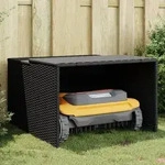 vidaXL M&auml;hroboter-Garage Schwarz 86x90x52/57 cm Poly Rattan