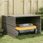 vidaXL M&auml;hroboter-Garage Grau 86x90x52/57 cm Poly Rattan